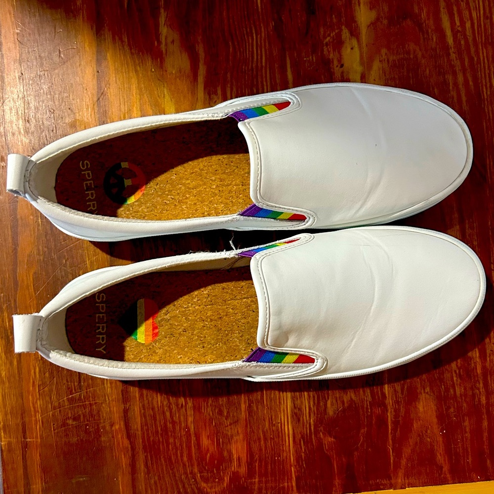 Sperry Pride Crest Twin Gore Platform SlipOn Sneaker | Women's | White/Multicolo